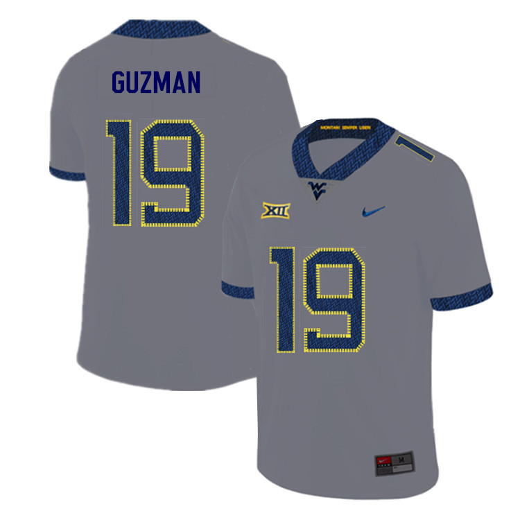 NCAA Men's Noah Guzman West Virginia Mountaineers Gray #19 Nike Stitched Football College 2019 Authentic Jersey HM23J58ZV